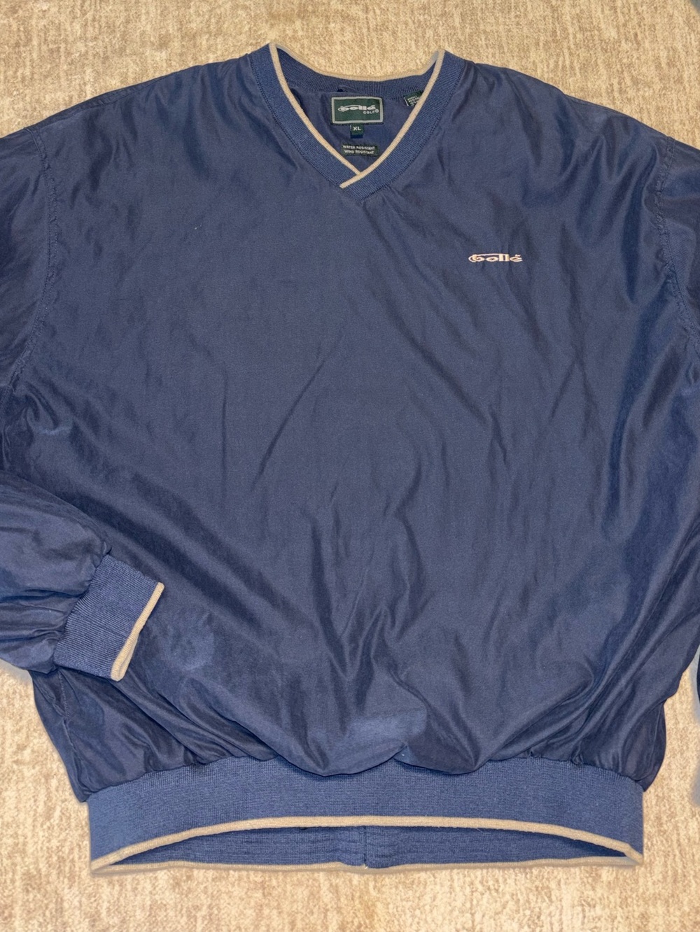 Vintage Y2K Bolle Golf V-Neck Pullover Windbreaker Jacket Navy Blue Mens XL pock